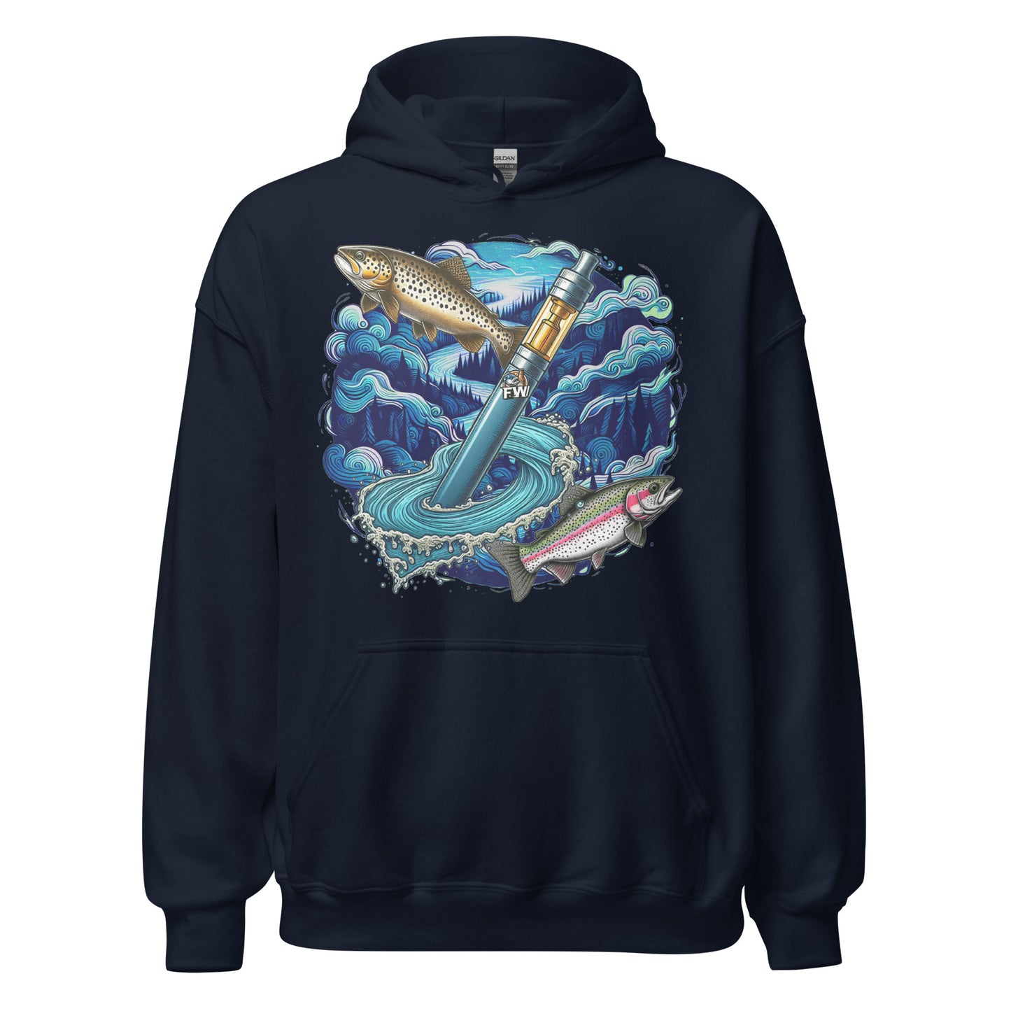 Fish Whistle River TROUT Hoodie